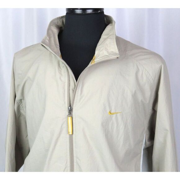 Men's Vintage Y2K NIKE Zip-Up Vented Tan Windbreaker Jacket XL - Picture 2 of 8